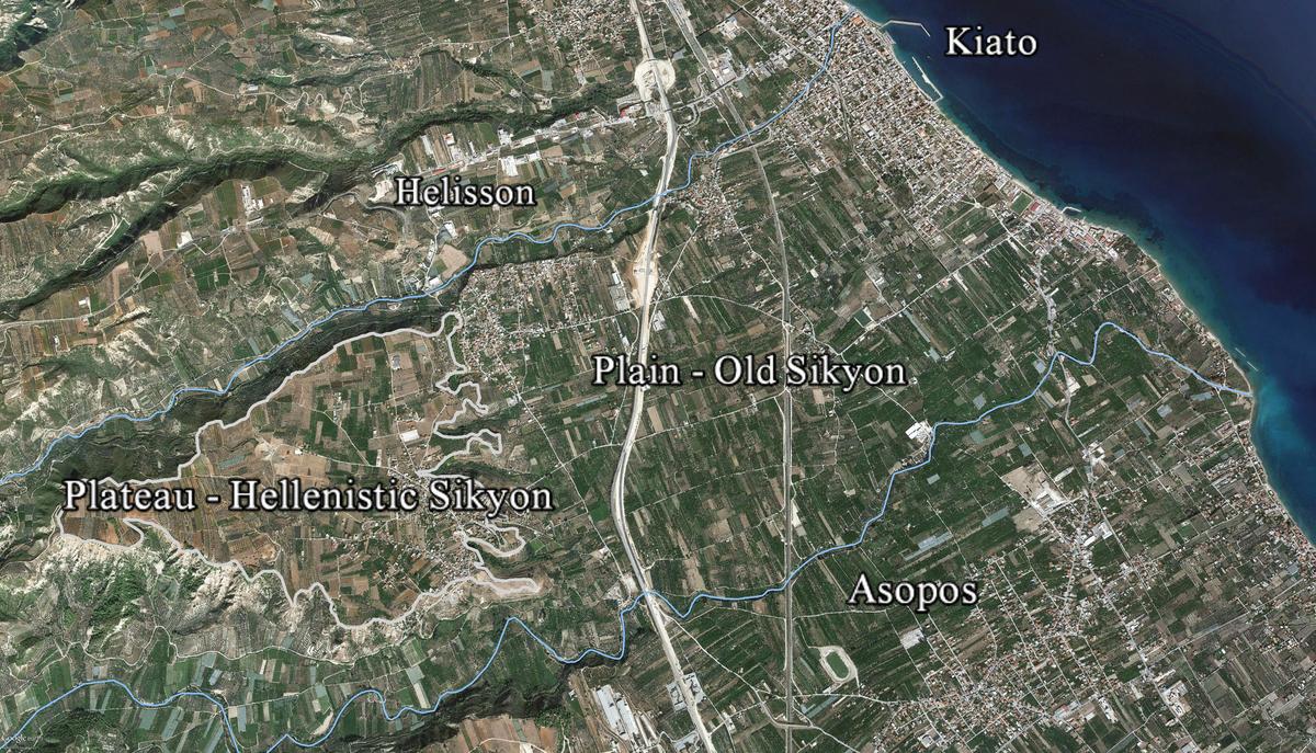 Location map of Old Sikyon and Hellenistic Sikyon